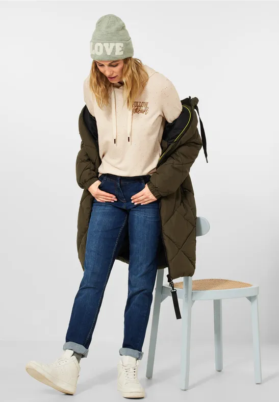 Cosy shirt met capuchon alabaster beige melange