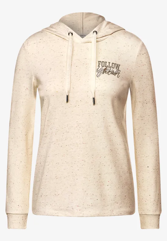 Cosy shirt met capuchon alabaster beige melange