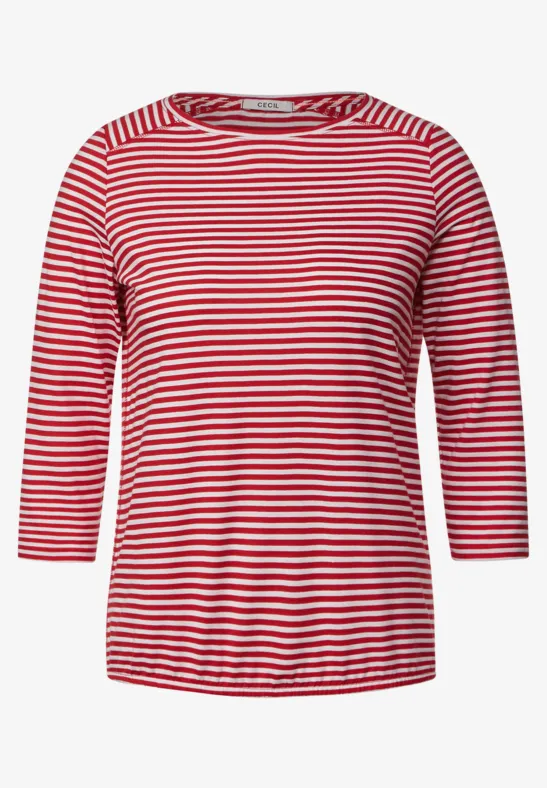 Basic Streifenshirt fruity red