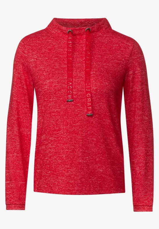 Cosy shirt met grote kraag strong red melange