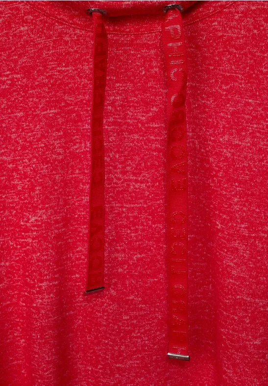 Cosy shirt met grote kraag strong red melange