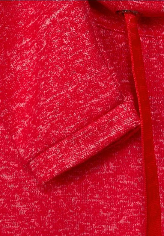 Cosy shirt met grote kraag strong red melange