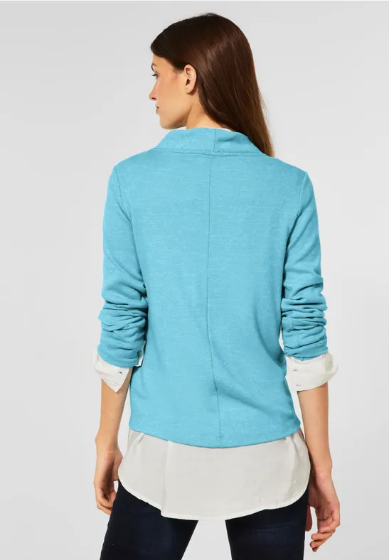 Cosy shirt met grote kraag aquatic blue melange