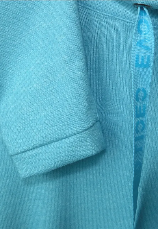 Cosy shirt met grote kraag aquatic blue melange
