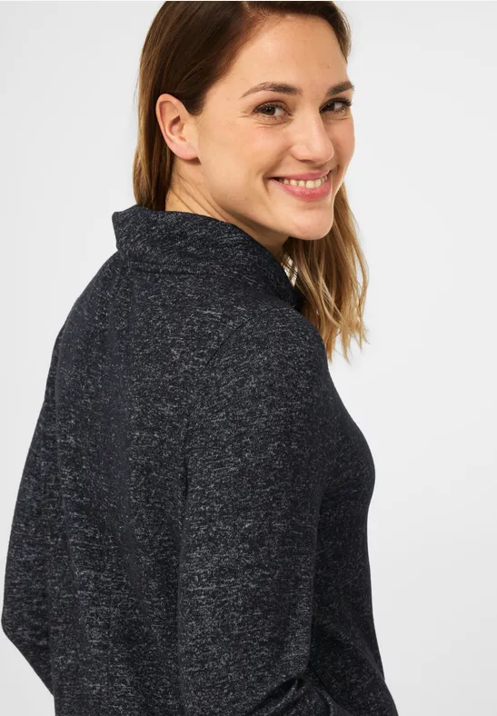 Cosy shirt met grote kraag black melange