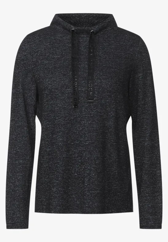 Cosy shirt met grote kraag black melange