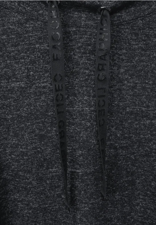 Cosy shirt met grote kraag black melange