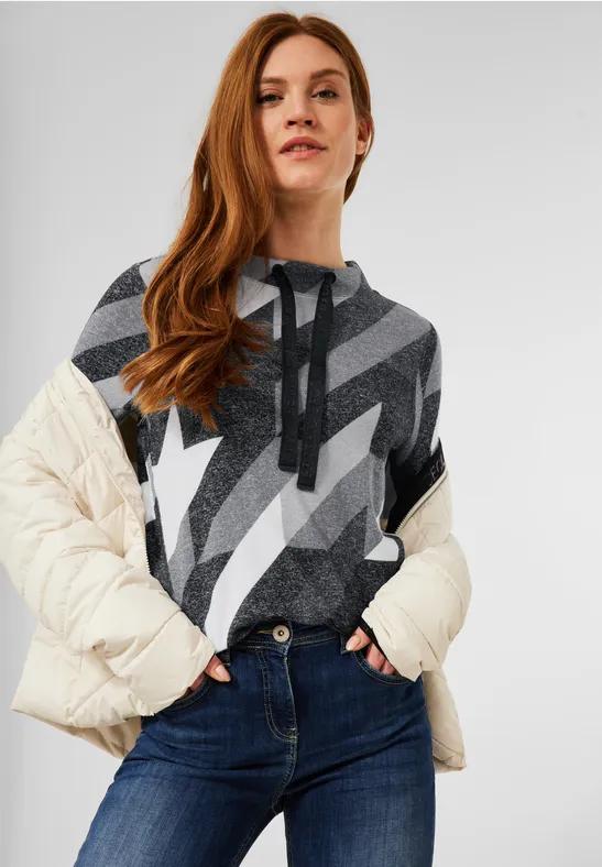 Cosy shirt met grote kraag graphite grey melange