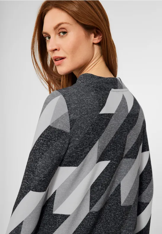 Cosy shirt met grote kraag graphite grey melange