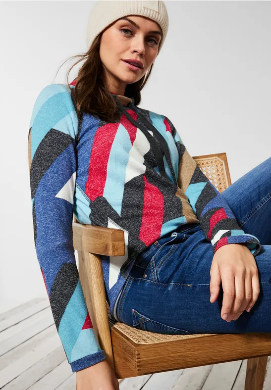 Cosy shirt met grote kraag black melange