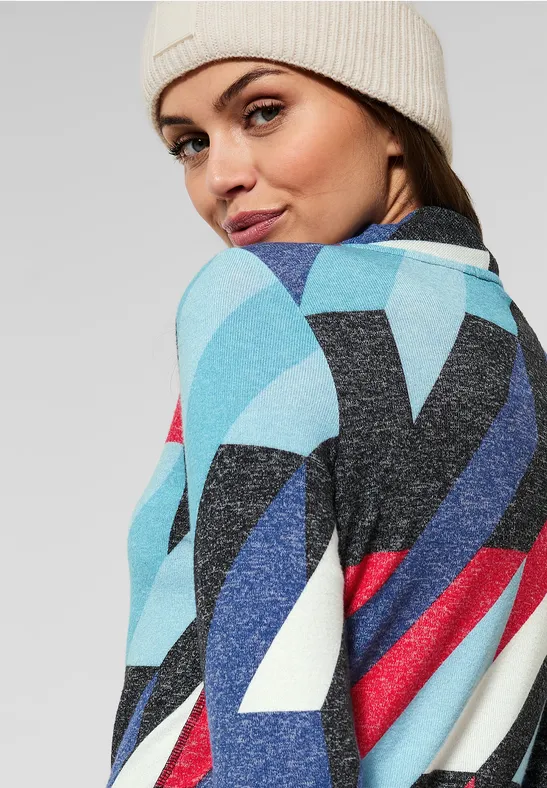 Cosy shirt met grote kraag black melange