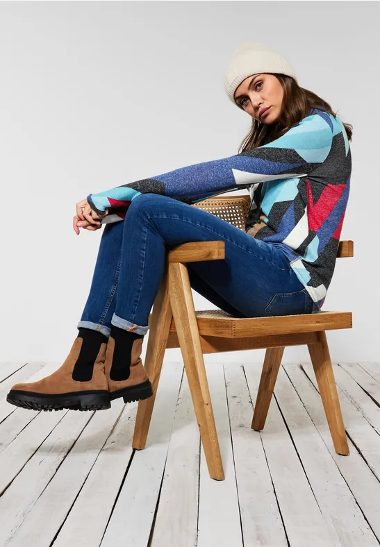 Cosy shirt met grote kraag black melange