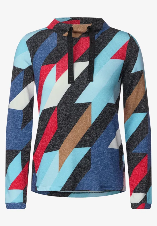 Cosy shirt met grote kraag black melange