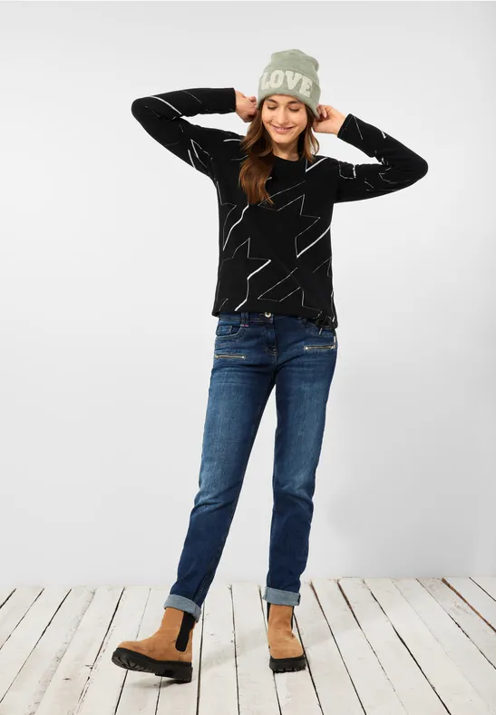 Shirt met lange mouwen en print Black