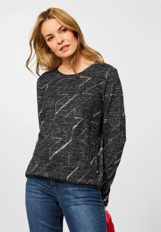 T-shirt à manches longues avec un imprimé alu black melange