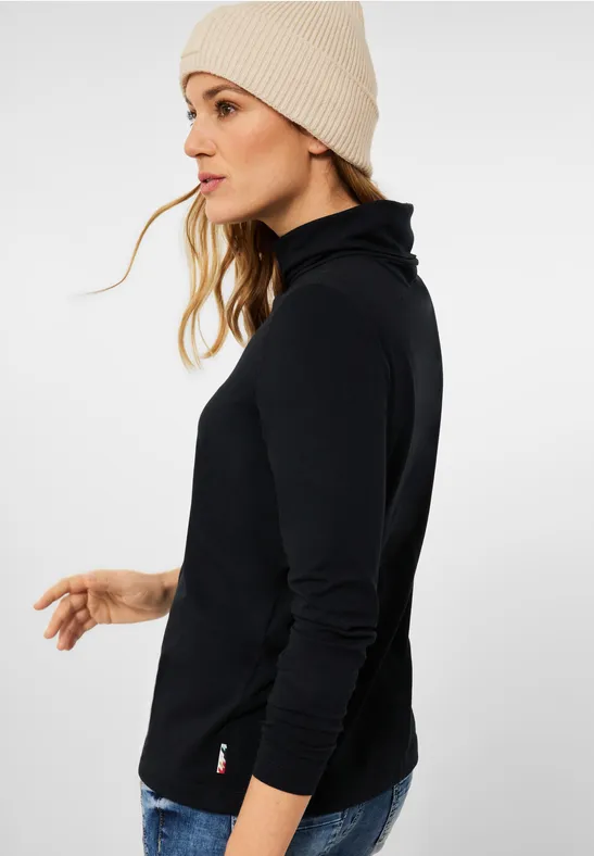 Shirt met col in effen kleur Black