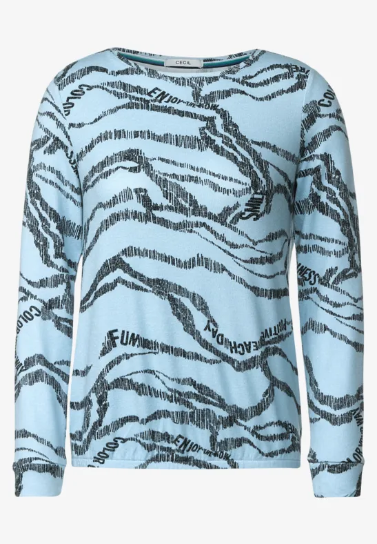 Shirt met allover print faded blue melange