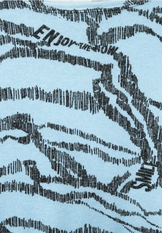 Shirt met allover print faded blue melange