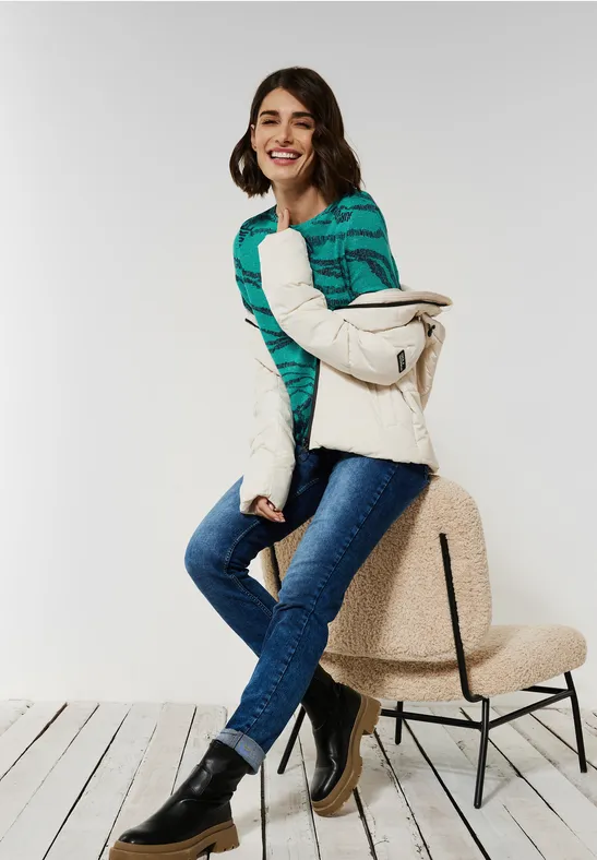 Shirt met allover print smaragd green melange