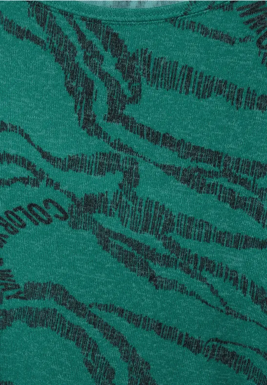 Shirt met allover print smaragd green melange