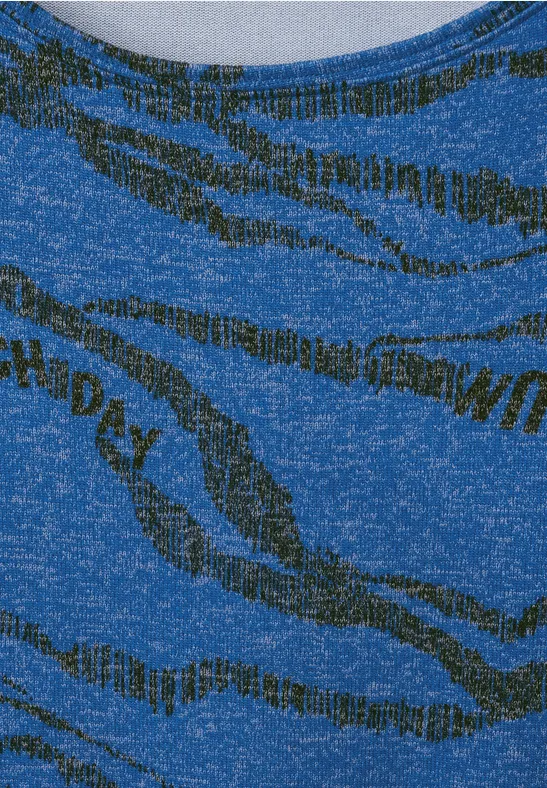 Shirt met allover print mid blue melange