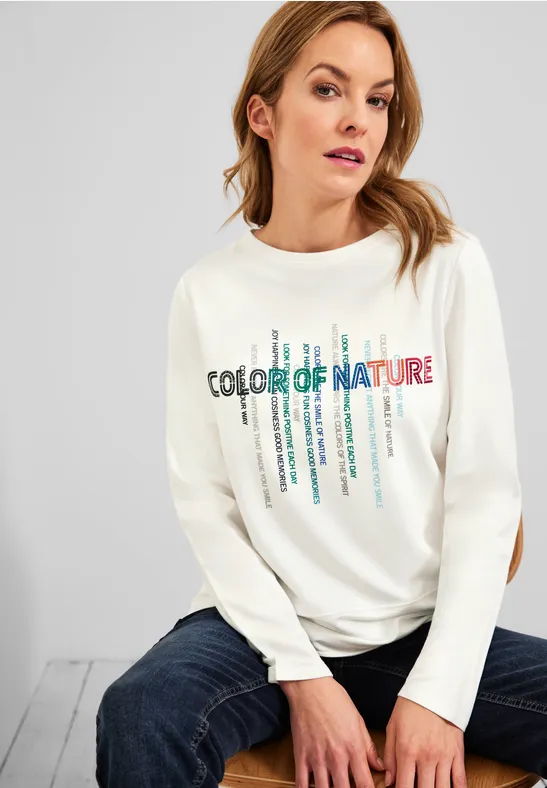 Shirt met wording vanilla white