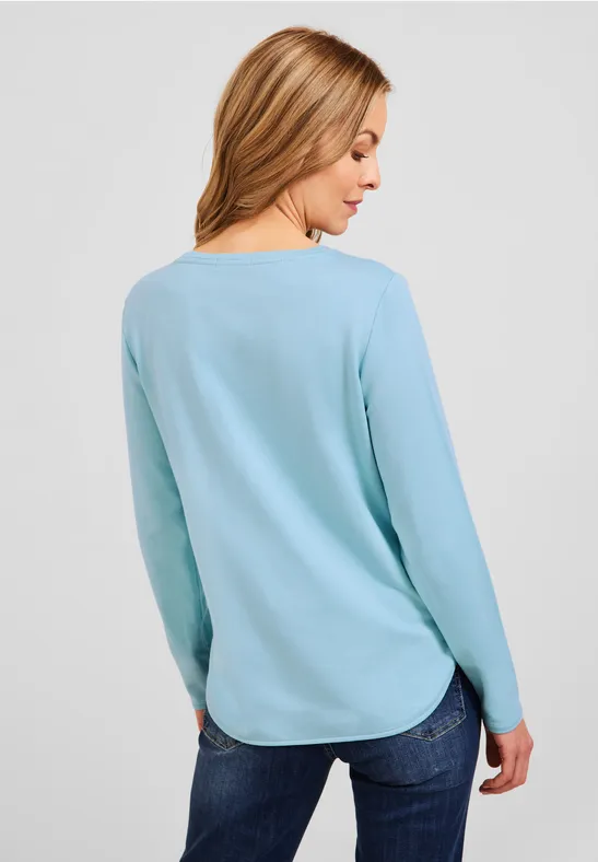 Shirt met wording faded blue