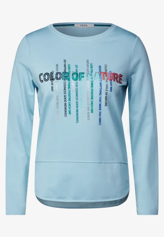 Shirt met wording faded blue