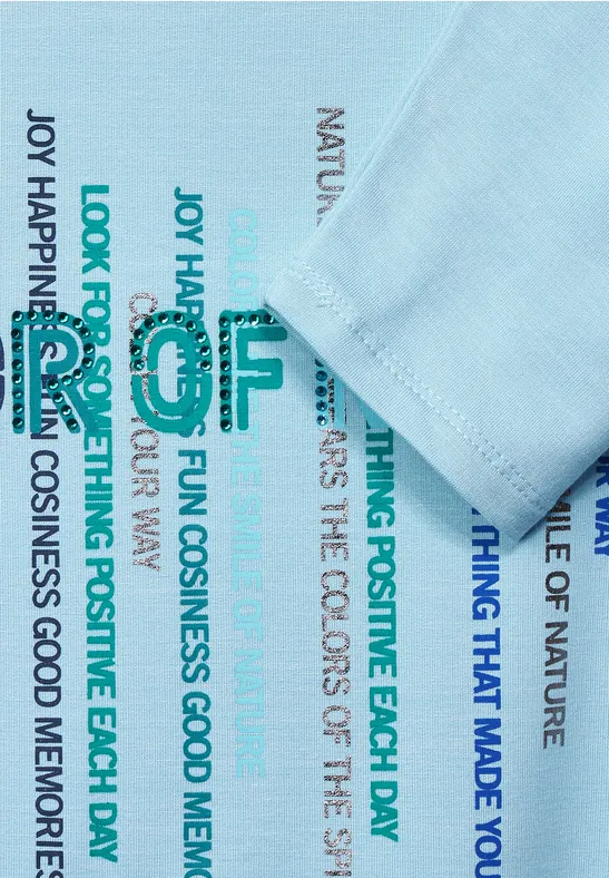 Shirt met wording faded blue