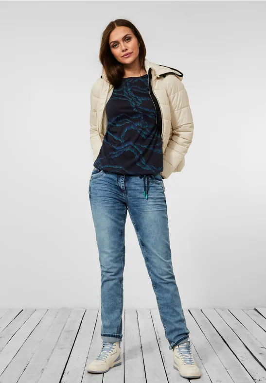 Shirt met abstracte print deep blue