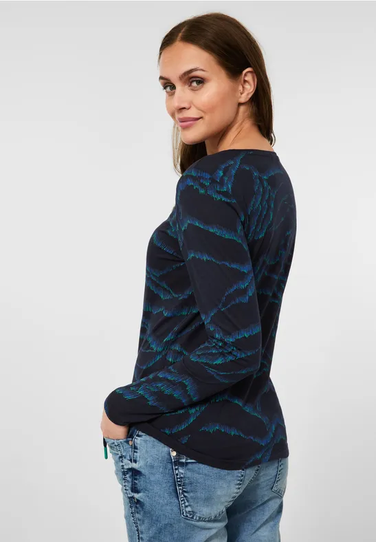Shirt met abstracte print deep blue