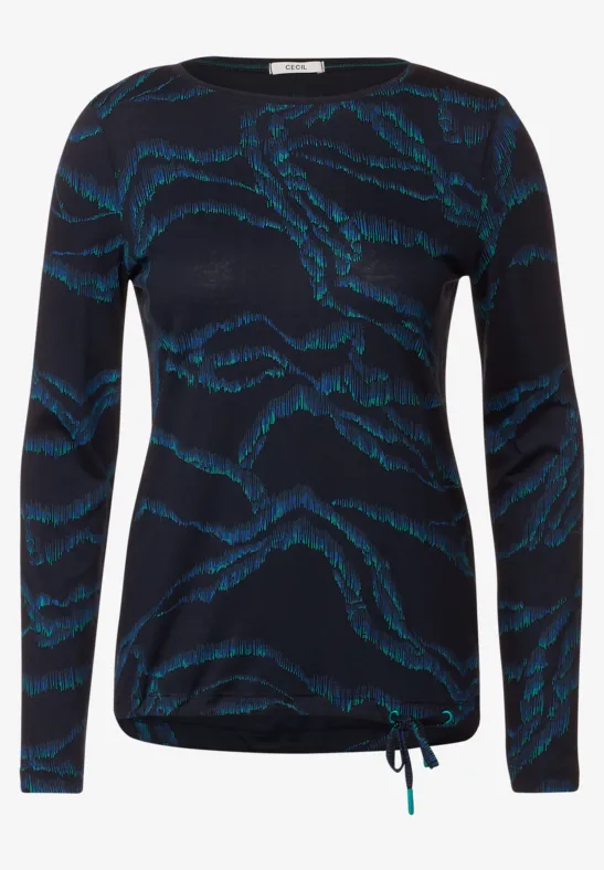 Shirt met abstracte print deep blue