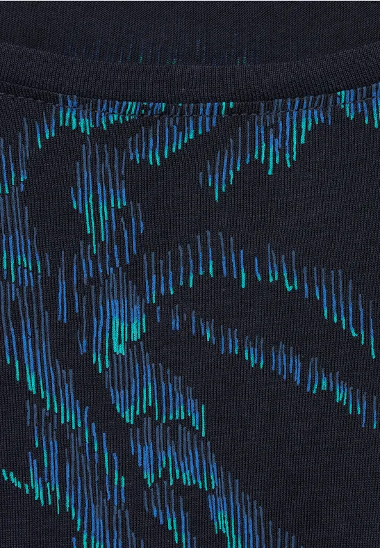 Shirt met abstracte print deep blue