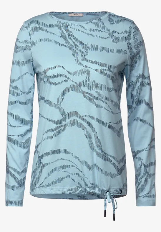 T-shirt à imprimé abstrait faded blue