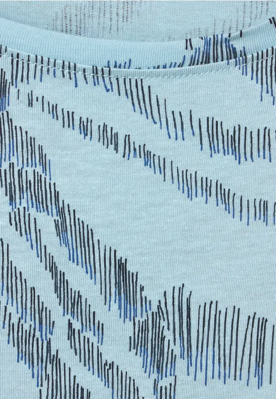 T-shirt à imprimé abstrait faded blue