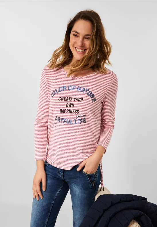 Shirt met gestreept patroon strong red melange