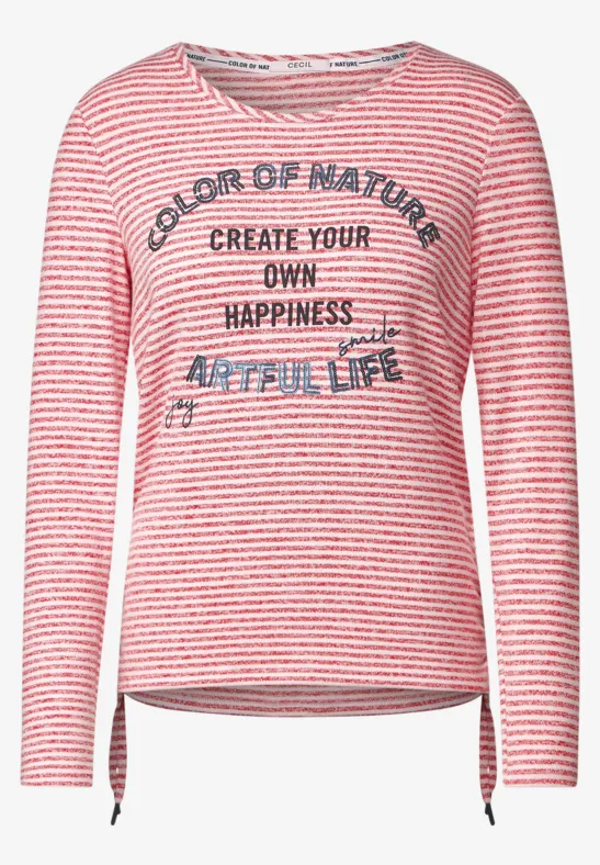 Shirt met gestreept patroon strong red melange