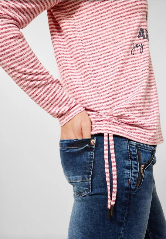 Shirt met gestreept patroon strong red melange