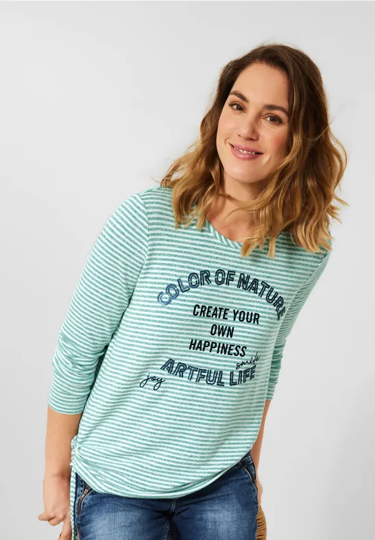 Shirt met gestreept patroon smaragd green melange
