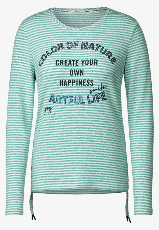 Shirt met gestreept patroon smaragd green melange