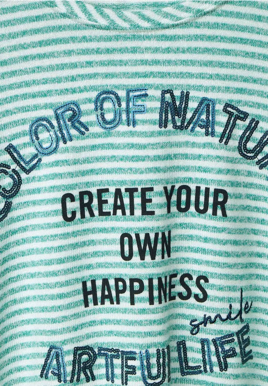Shirt met gestreept patroon smaragd green melange