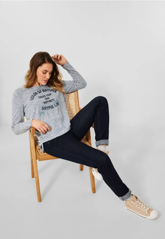 Shirt met gestreept patroon mid blue melange