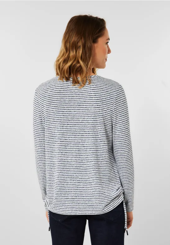 Shirt met gestreept patroon mid blue melange