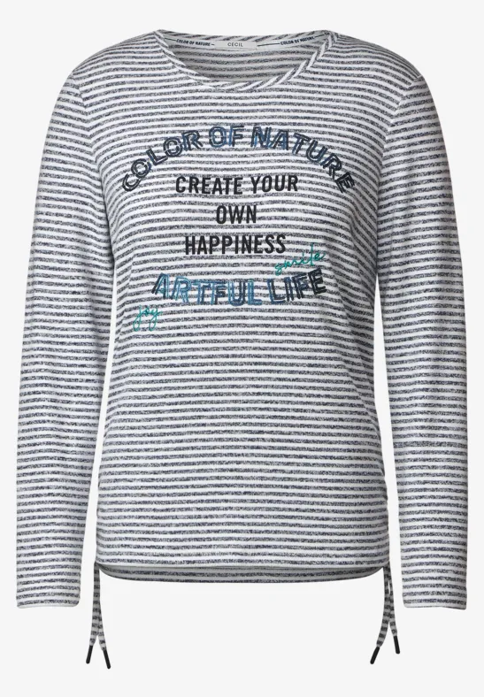 Shirt met gestreept patroon mid blue melange