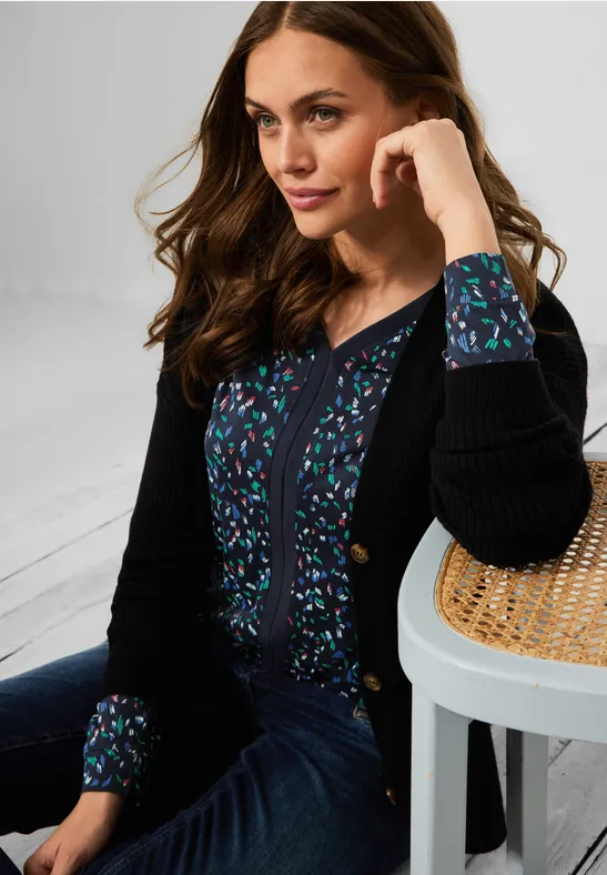 Blouse met V-hals deep blue