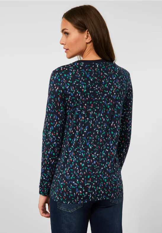 Blouse met V-hals deep blue