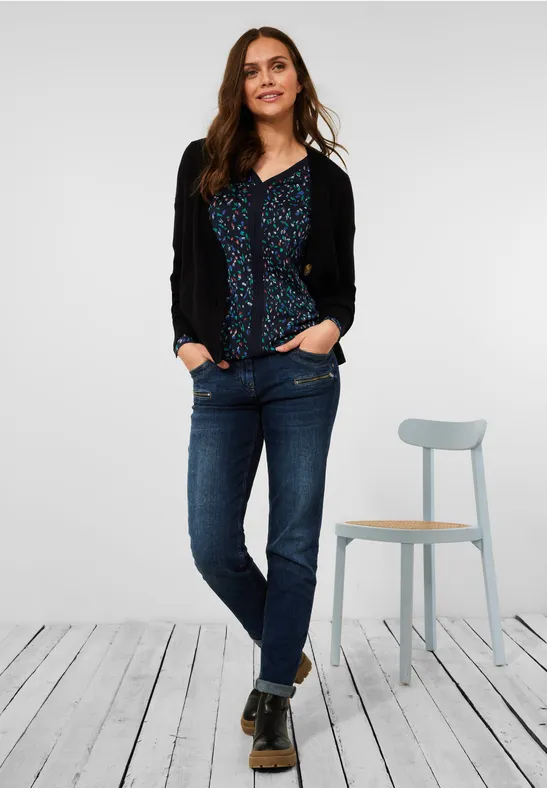 Blouse met V-hals deep blue