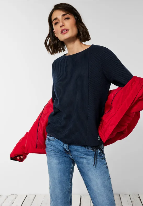 Shirt met ribstructuur deep blue