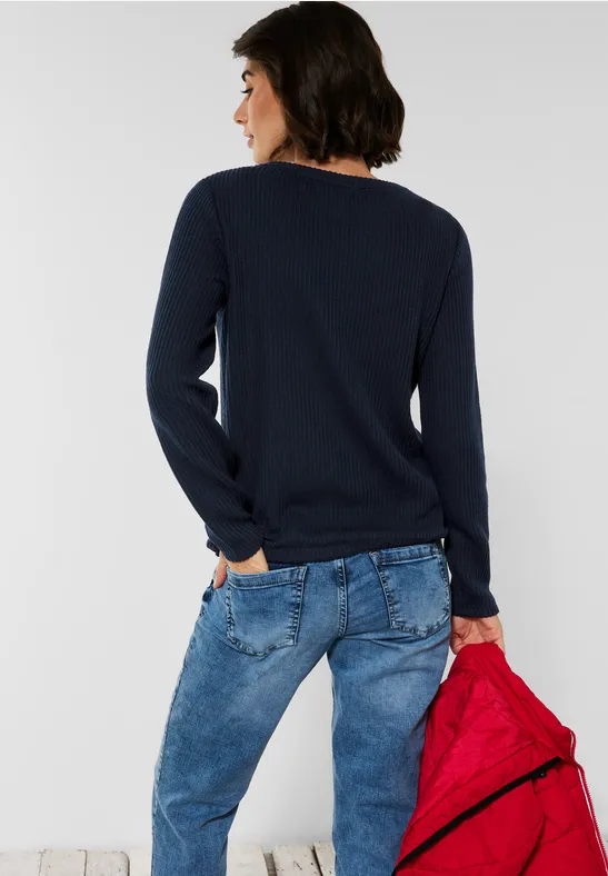 Shirt met ribstructuur deep blue