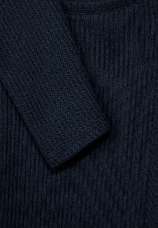 Shirt met ribstructuur deep blue